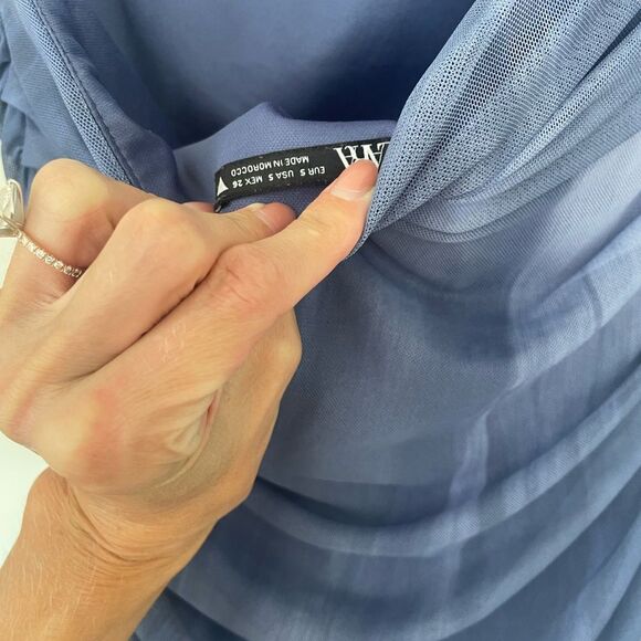 Zara blue mesh and ruched blue dress with built in corset size S - Picture 3 of 3